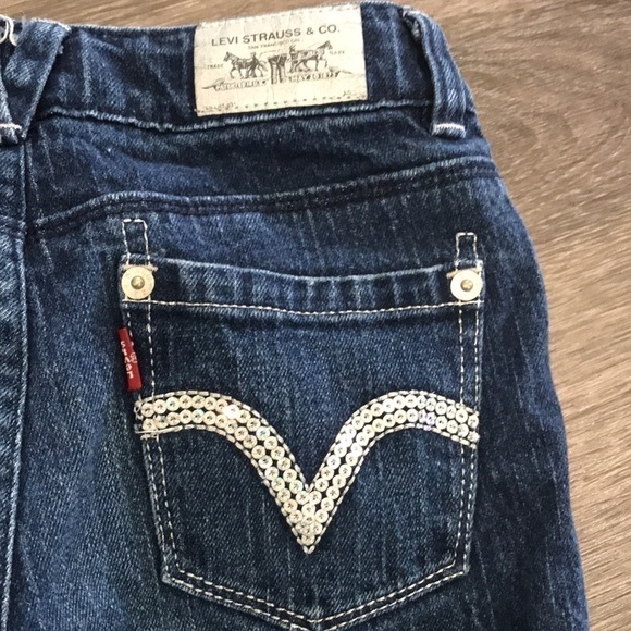 LEVI’S girls skinny jean sequin shorts 10 - Picture 4 of 9